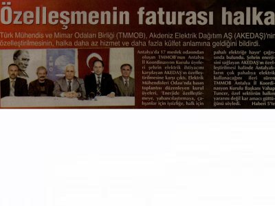 ÖZELLEŞMENİN FATURASI HALKA (ANTALYA GÜNDEM-01.12.2010)