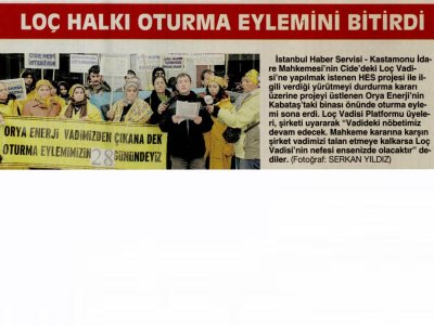 LOÇ HALKI OTURMA EYLEMİNİ BİTİRDİ (CUMHURİYET, 05.01.2011)