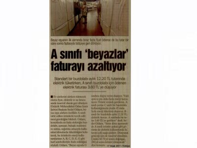 A SINIFI BEYAZLAR FATURAYI AZALTIYOR-16.01.2011 TÜRKİYE