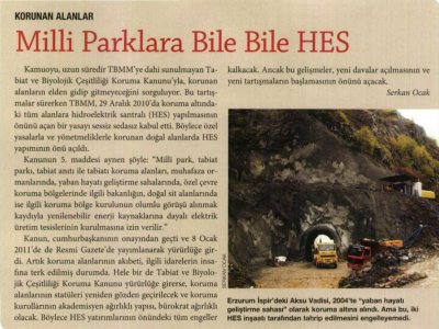 MİLLİ PARKLARA BİLE BİLE HES (ATLAS, 02.02.2011)