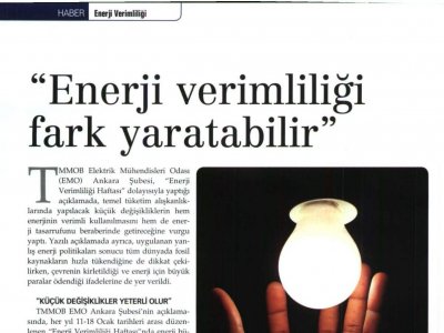 ENERJİ VERİMLİLİĞİ FARK YARATABİLİR` (GLOBAL ENERJİ DERGİSİ, 01.02.2011)