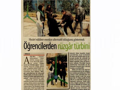 ÖĞRENCİLERDEN RÜZGÂR TÜRBİNİ (CUMHURİYET ANKARA, 08 NİSAN 2011)