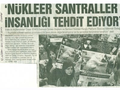 NÜKLEER SANTRALLER İNSANLIĞI TEHDİT EDİYOR(EKİP GAZETESİ-15.04.2011)
