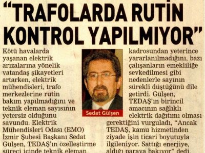 TRAFOLARDA RUTİN KONTROL YAPILMIYOR-28.04.2011-POSTA EGE