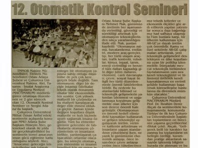 12. OTOMATİK KONTROL SEMİNER VE SERGİSİ