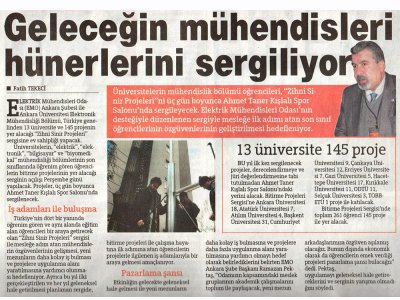 GELECEĞİN MÜHENDİSLERİ HÜNERLERİNİ SERGİLİYOR (HÜRRİYET ANKARA, 14.06.2011)