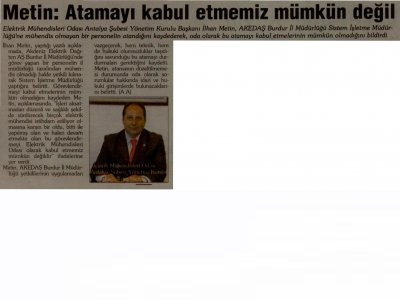 METİN:ATAMAYI KABUL ETMEMİZ MÜMKÜN DEĞİL (AKDENİZDE YENİ YÜZYIL- 17.08.2011)