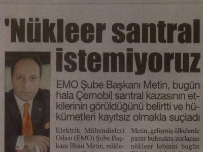 NÜKLEER SANTRAL İSTEMİYORUZ (CUMHURİYET AKDENİZ- 19.08.2011)