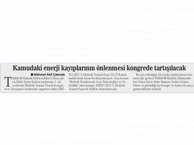 KAMUDAKİ ENERJİ KAYIPLARININ ÖNLENMESİ KONGREDE TARTIŞILACAK - 01.11.2011 - HABER EKSPRES