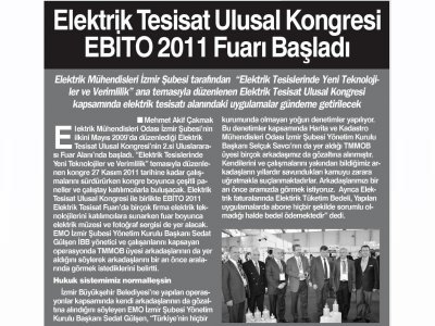 ELEKTRİK TESİSAT ULUSAL KONGRESİ VE EBİTO FUARI AÇILDI - 25.11.2011 - HABER EKSPRES