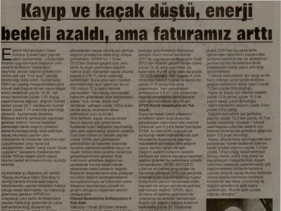KAYIP VE KAÇAK DÜŞTÜ, ENERJİ BEDELİ AZALDI, AMA FATURAMIZ ARTTI (AKDENİZ GÜNCEL-10.01.2012)