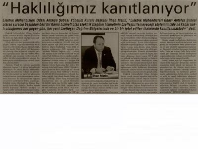 HAKLILIĞIMIZ KANITLANIYOR (ANTALYA SON HABER-14.01.2012)