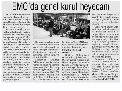 EMO`DA GENEL KURUL HEYECANI (GÜNLÜK EVRENSEL, 19.02.2012)