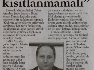 KADINLARIMIZ KISITLANMAMALI (ANTALYA EKSPRES-09.03.2012)