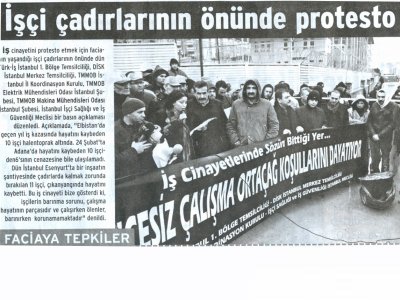 İŞÇİ ÇADIRLARININ ÖNÜNDE PROTESTO (13 MART 2012 - BİRGÜN)