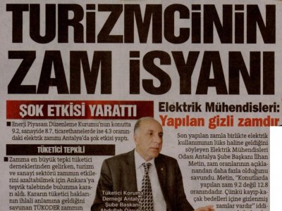 TURİZMCİNİN ZAM İSYANI (HÜRRİYET AKDENİZ-04.04.2012)