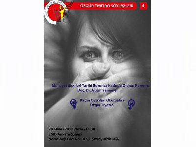 ÖZGÜR TİYATRO SÖYLEŞİLERİ 4: `MÜLKİYET İLİŞKİLERİ  TARİHİ BOYUNCA KADIN/SI OLANIN KONUMU`