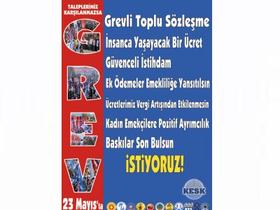 TMMOB, 23 MAYISTA KESKLE OMUZ OMUZA OLACAK