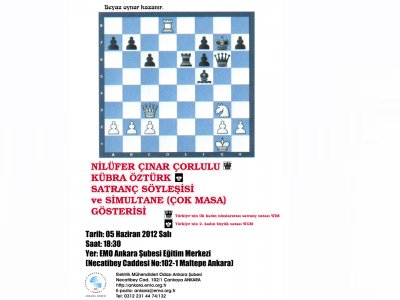 SATRANÇ SÖYLEŞİSİ VE SİMULTANE (ÇOK MASA) GÖSTERİSİ DÜZENLENECEK