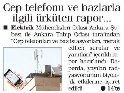 CEP TELEFONU VE BAZLARLA İLGİLİ ÜRKÜTEN RAPOR (ANAYURT GAZETESİ, 19.07.2012)