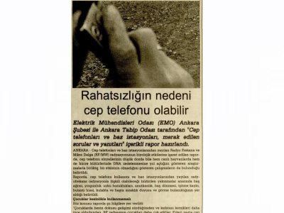 RAHATSIZLIĞIN NEDENİ CEP TELEFONU OLABİLİR (YENİ GÜN, 22.07.2012)