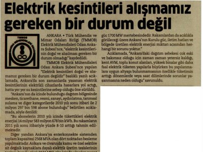ELEKTRİK KESİNTİLERİ ALIŞMAMIZ GEREKEN BİR DURUM DEĞİL (GÜNDEM, 13.08.2012)