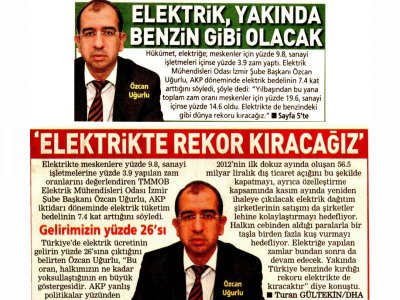 ELEKTRİKTE REKOR KIRACAĞIZ - 03.10.2012 - POSTA EGE