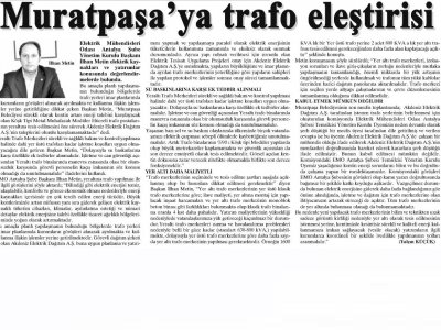 MURATPAŞA‘YA TRAFO ELEŞTİRİSİ  (HİLAL-12.11.2012)
