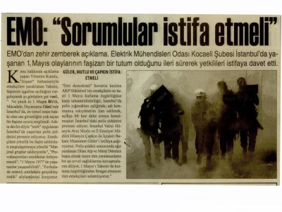 EMO: SORUMLULAR İSTİFA ETMELİ-GEBZE HABER