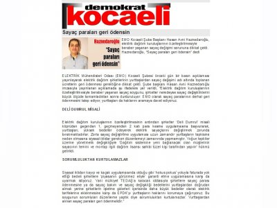 SAYAÇ PARALARI GERİ ÖDENSİN-DEMOKRAT KOCAELİ