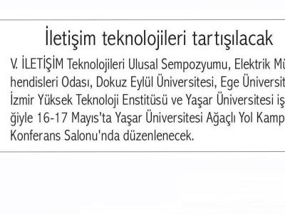 İLETİŞİM TEKNOLOJİLERİ TARTIŞILACAK - 15.05.2013 - DOKUZ EYLÜL GAZETESİ