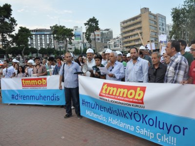 TMMOB ANTALYA İL KOORDİNASYON KURULU TEKNİK ÖĞRETMENLERE MÜHENDİSLİK ÜNVANI VERİLMESİNİ PROTESTO ETTİ