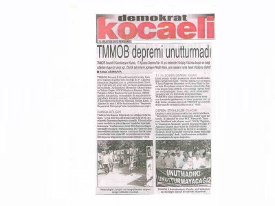 TMMOB DEPREMİ UNUTTURMADI-DEMOKRAT KOCAELİ
