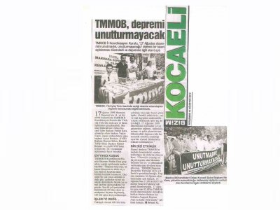 TMMOB, DEPREMİ UNUTTURMAYACAK-BİZİM KOCAELİ
