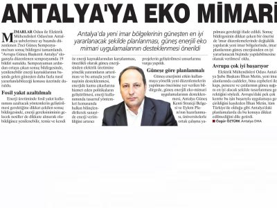 ANTALYA‘YA EKO MİMARİ  (MİLLİYET AKDENİZ-17.11.2013)
