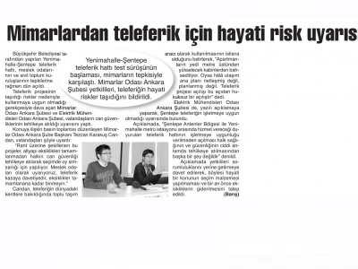 MİMARLARDAN TELEFERİK İÇİN HAYATİ RİSK UYARISI (BARIŞ GAZETESİ, 20.03.2014)