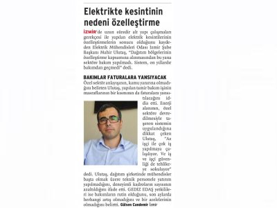 ELEKTRİKTE KESİNTİNİN NEDENİ ÖZELLEŞTİRME - 29.03.2014 BİRGÜN
