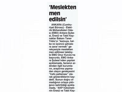 `MESLEKTEN MEN EDİLSİN` (CUMHURİYET, 19.05.2014)