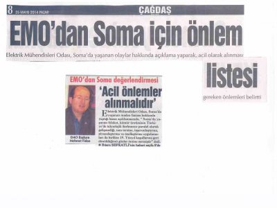 EMO`DAN SOMA İÇİN ÖNLEM LİSTESİ-ÇAĞDAŞ KOCAELİ