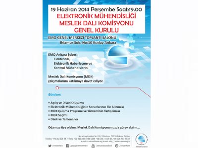 ELEKTRONİK MÜHENDİSLİĞİ MESLEK DALI KOMİSYONU GENEL KURULU DÜZENLENİYOR