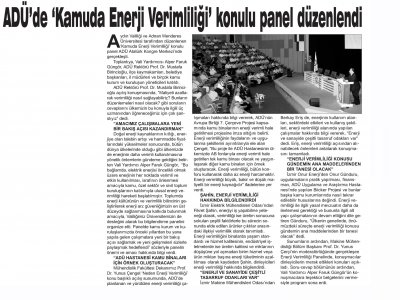 ADÜ`DE KAMUDA ENERJİ VERİMLİLİĞİ PANELİ DÜZENLENDİ - 02.06.2014 - AYDIN HEDEF