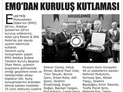 EMO‘DAN KURULUŞ KUTLAMASI (AKDENİZ GÜNCEL-24.12.2014)