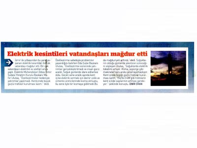 ELEKTRİK KESİNTİLERİ VATANDAŞI MAĞDUR ETTİ - 16.01.2015 - ZAMAN İZMİR
