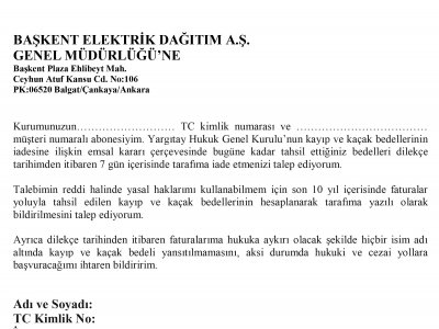 ELEKTRİKTE KAYIP KAÇAK BEDELLERİNİ GERİ ALMAK İÇİN DİLEKÇELERİMİZLE BAŞKENT ELEKTRİK DAĞITIM ÖNÜNDEYİZ