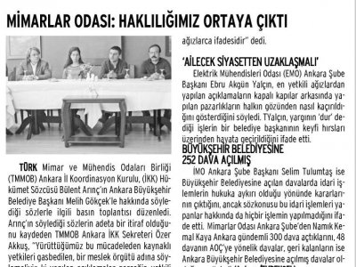 MİMARLAR ODASI: HAKLILIĞIMIZ ORTAYA ÇIKTI (GÜNLÜK EVRENSEL, 24.3.2015)