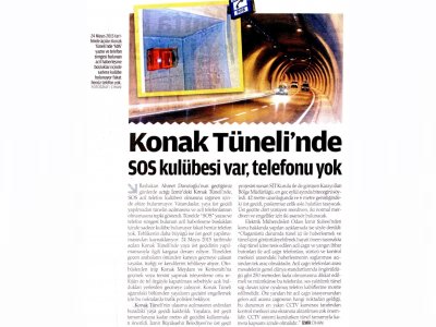 KONAK TÜNELİ`NDE SOS KULÜBESİ VAR, TELEFONU YOK - 07.06.2015 - ZAMAN İZMİR