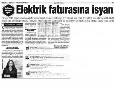ELEKTRİK FATURASINA İSYAN - YAŞAM GAZETESİ (8 ŞUBAT 2016)