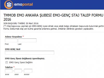 EMO-GENÇ STAJ BAŞVURULARI BAŞLADI
