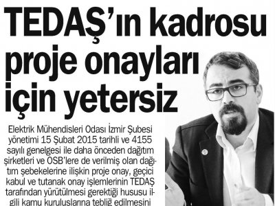 TEDAŞ`IN KADROSU PROJE ONAYLARI İÇİN YETERSİZ (HABER EKSPRES)