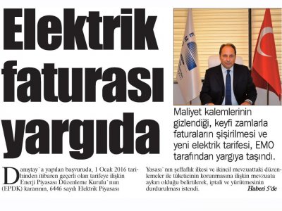 ELEKTRİK FATURASI YARGIDA (AKDENİZ BEYAZ - 06.02.2016)